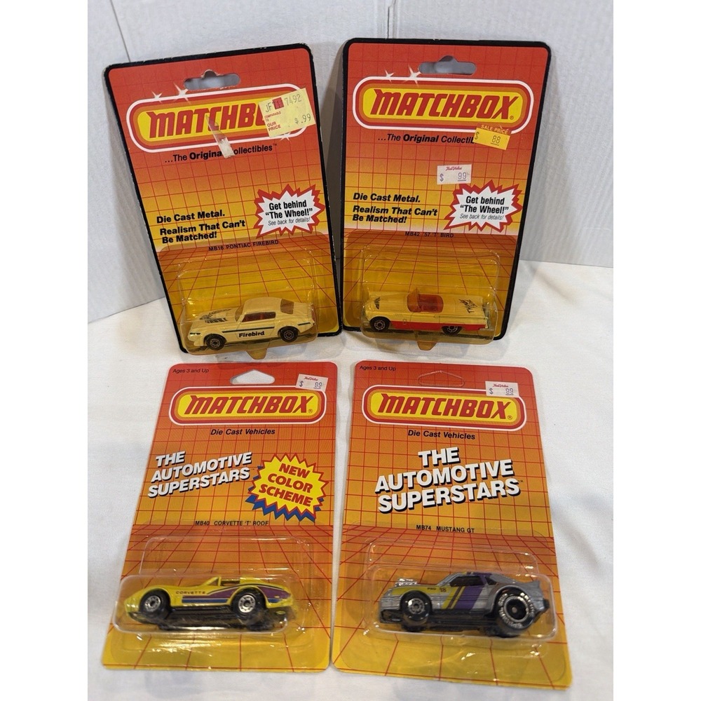 Vintage Matchbox Muscle Car Lot Firebird Corvette Mustang Carded Diecast Sealed